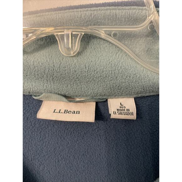 LL Bean Womens Large Blue Green Full Zip Fleece Warm Casual Jacket Pockets - Picture 5 of 8